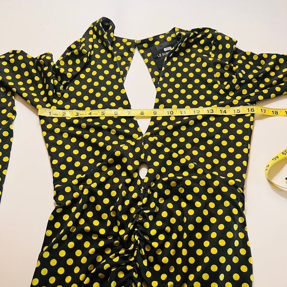 Le Superbe Elastica Polka Dot Ruched Long Sleeves Dress Size Medium - Picture 7 of 10